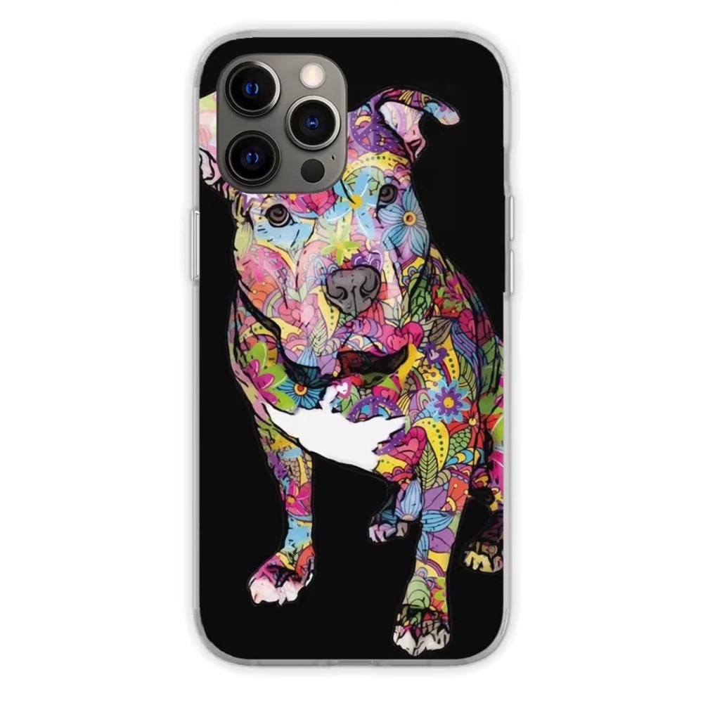 Colorful Pitbull - Peace Love and Pitbulls Phone Case Compatible with iPhone 11
